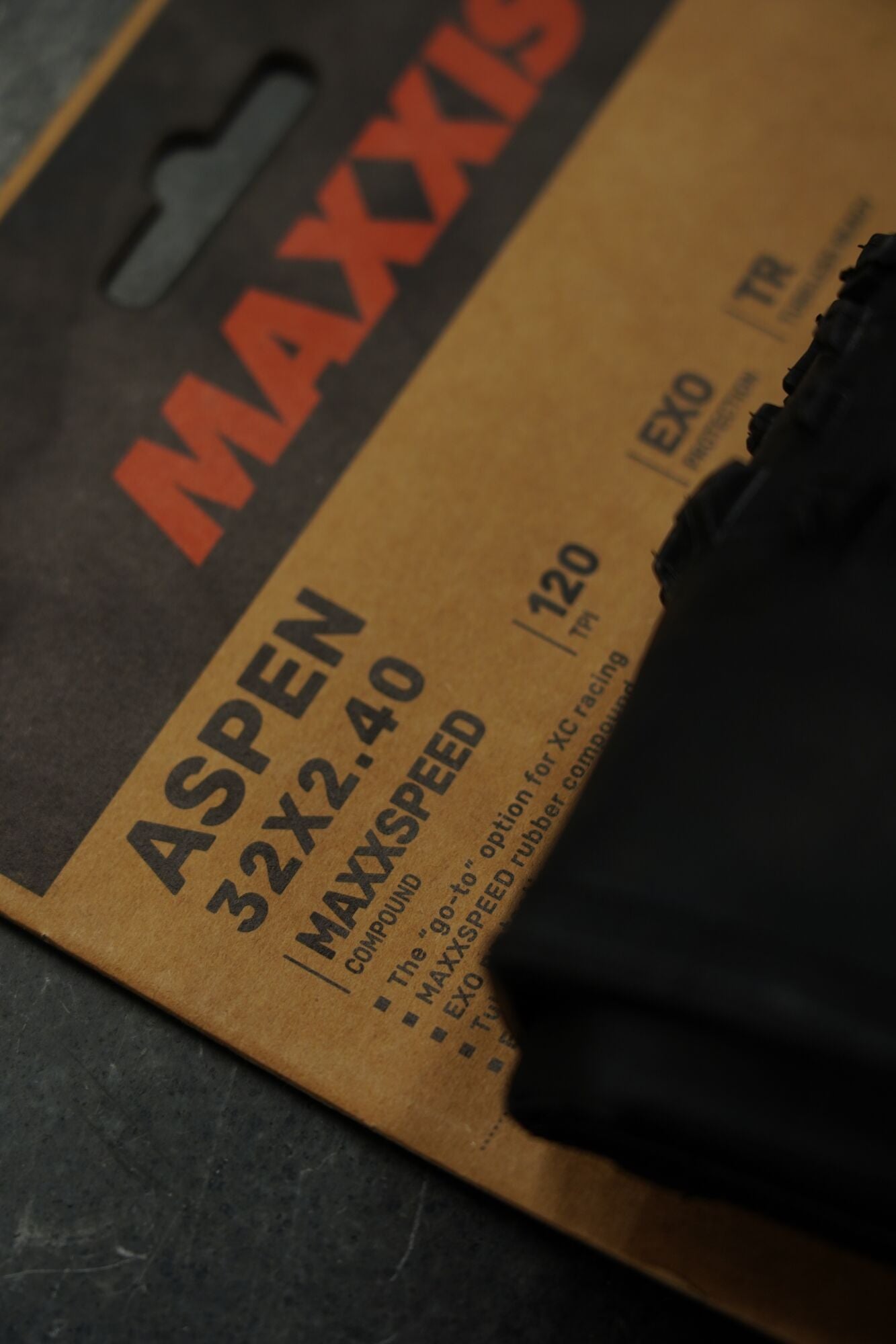 Maxxis Aspen 32x2.4 inch XC race tire with MaxxSpeed compound and EXO sidewall protection